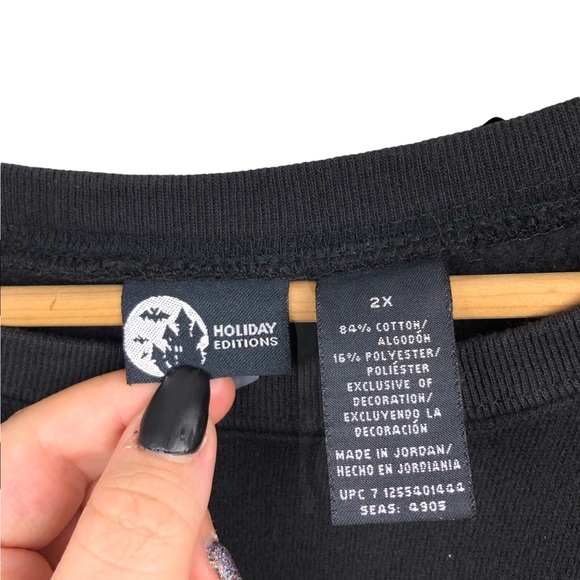 Vintage 90’s Oversized Halloween Trick or Treat Embroidered Black Sweatshirt 2X - Picture 5 of 7